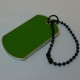 Larg steel ID tag covered with plastic
